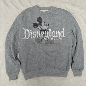 Hanes Gray Crewneck Sweater with Mickey Mouse Design